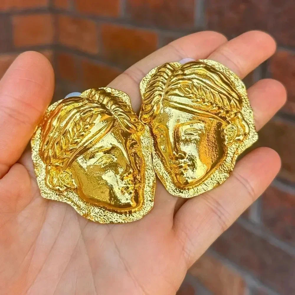 Art Deco FACE GOLD EARRINGS